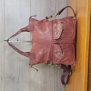 Fossil Long Live Vintage Brown Leather Crossbody Shoulder Bag Tote Handbag Purse